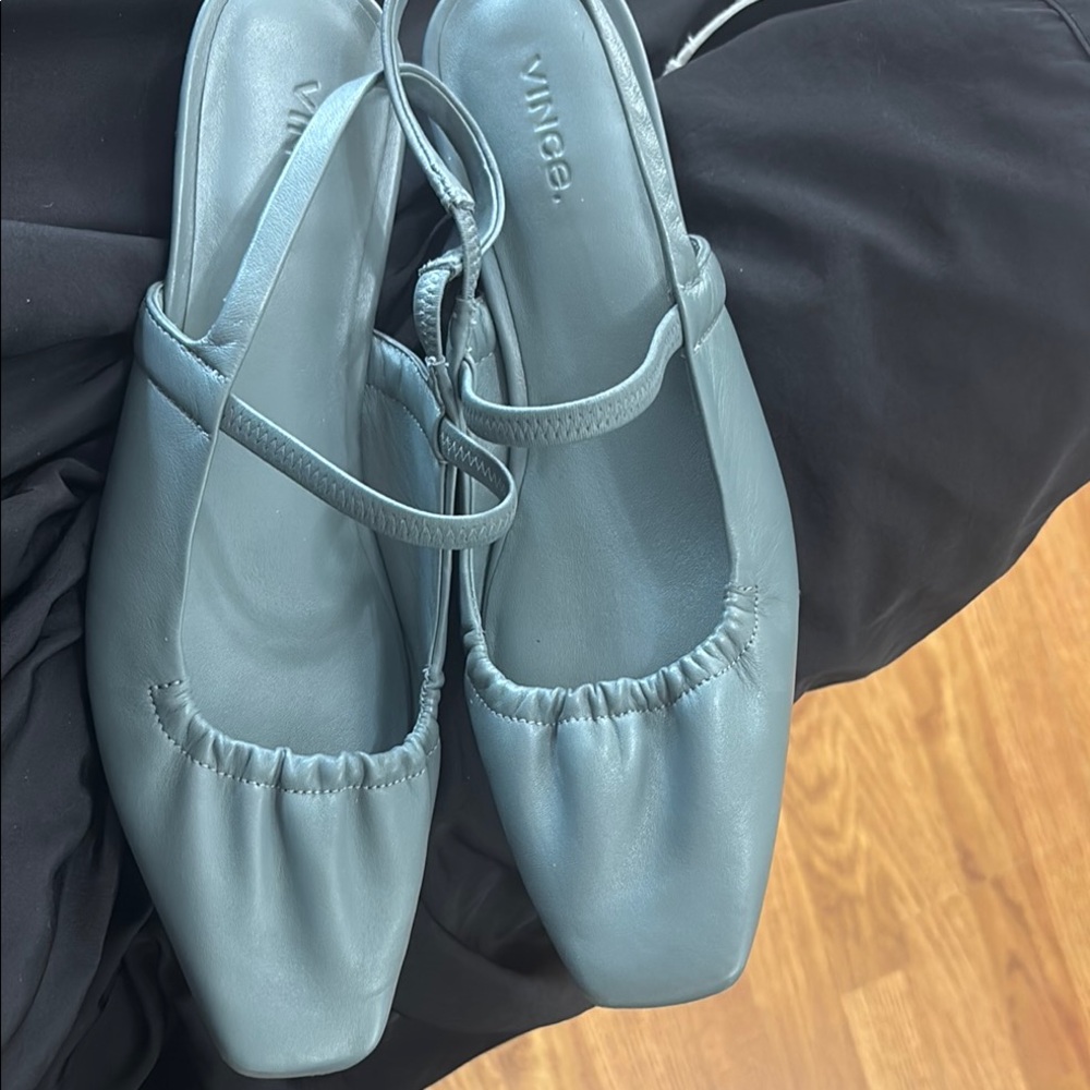 Vince Women's Soft Blue Leather Flats. Worn once!